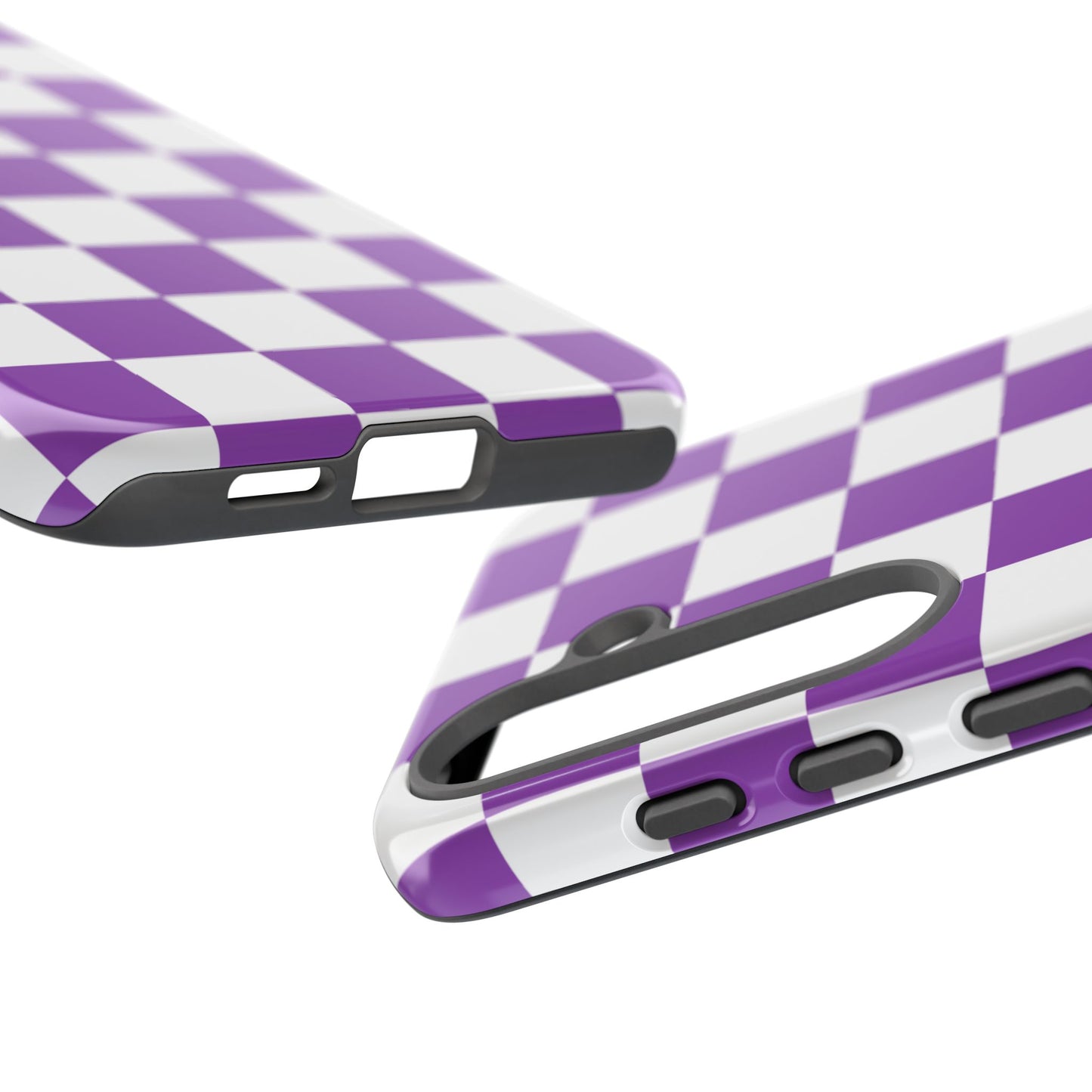 Purple Checkered Phone Case, Samsung Galaxy S25, S25 Plus, S24, S24 Plus, S24 Ultra, S23, S22, S22 Plus, S21 Ultra, S21 FE, S20+