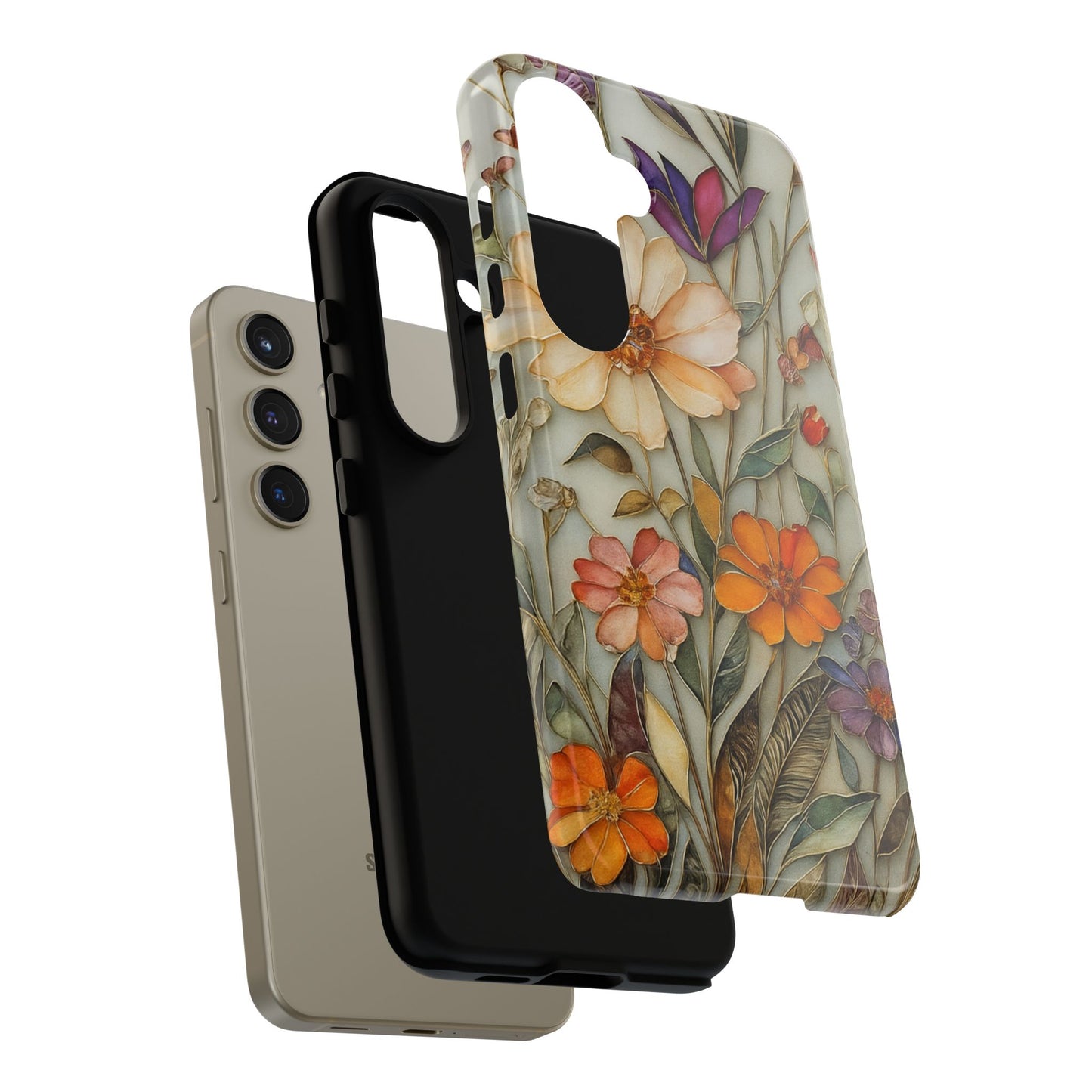 Phone case For iPhone & Samsung, Wildflower Mosaic MagSafe iPhone Case: Botanical Floral Design iPhone