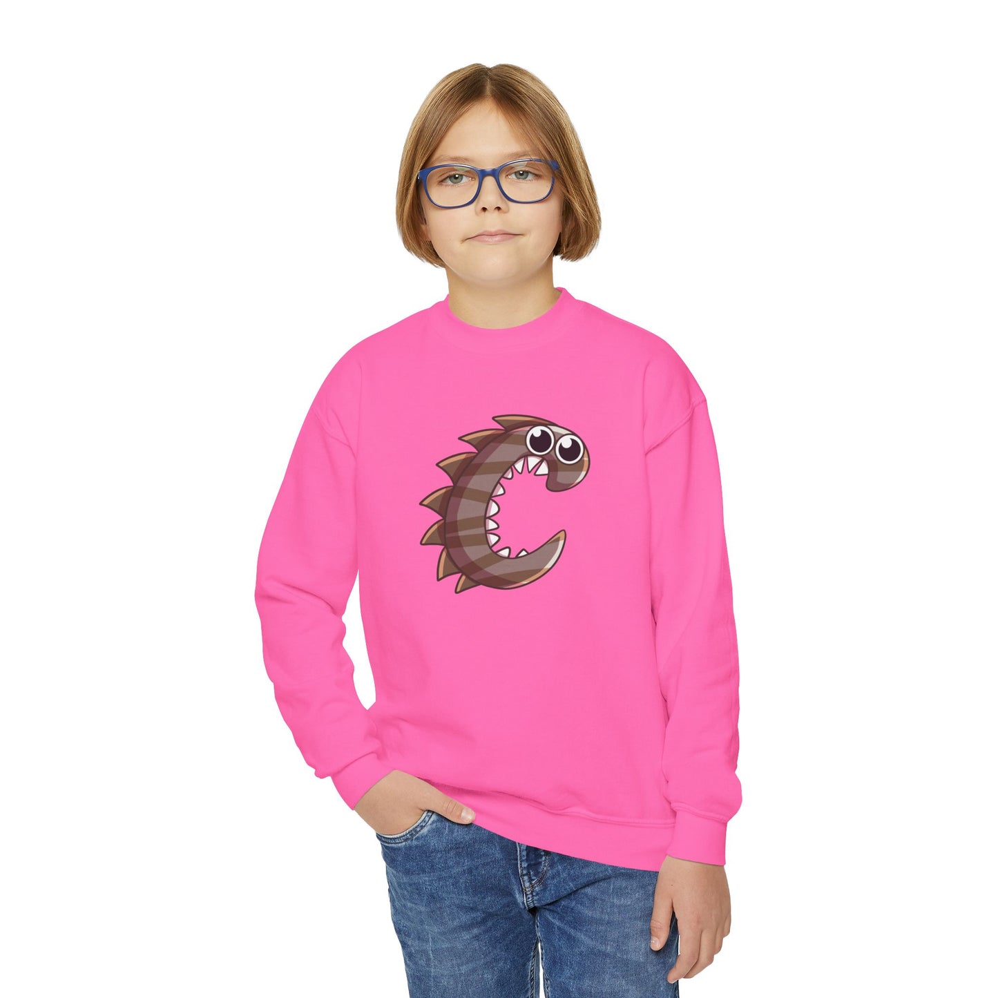Cute Fish Graphic Youth Crewneck Sweatshirt, Fun Gift, Cozy Wear, Casual Style, Perfect for Kids, Name Initial Sweatshirt, Birthday Gift