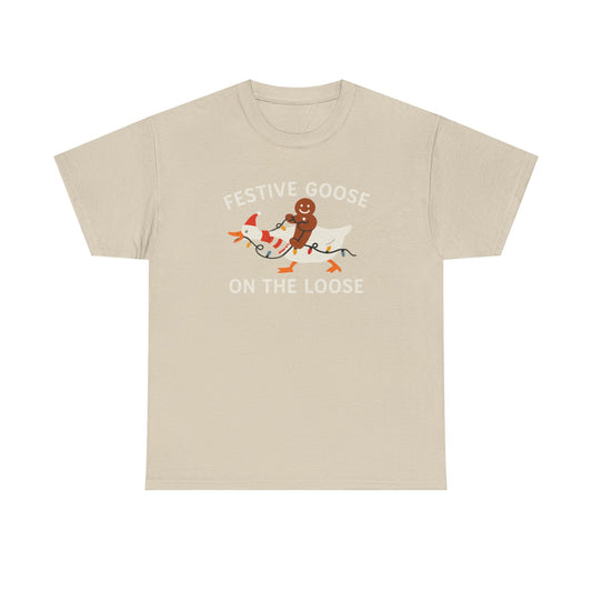 Festive Goose on the Loose Shirt, Funny Christmas Gingerbread Tee, Holiday Comfort Colors T-Shirt, Cute Xmas Gift for Her and Him