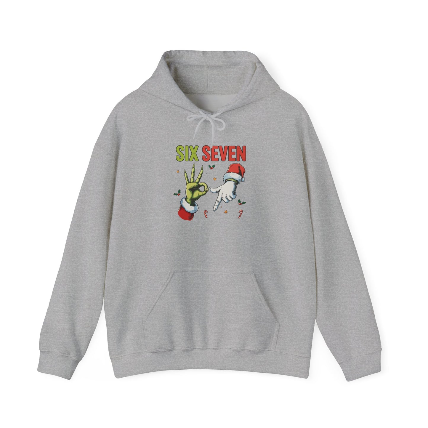 Funny Six Seven Christmas Hoodie | Santa Hands Holiday Pullover | Unisex Cozy Christmas Sweatshirt | Funny Holiday Gift for Men Women