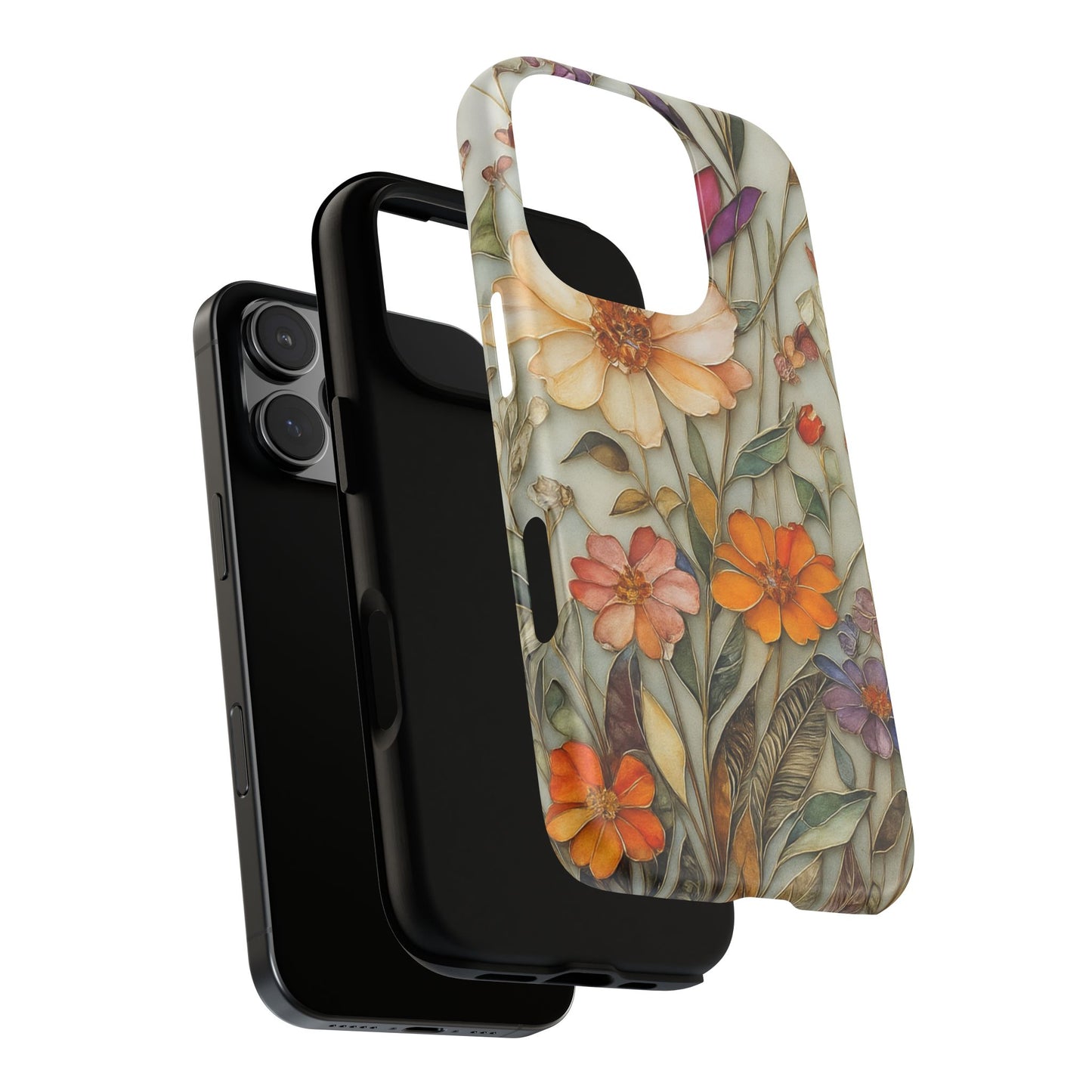 Phone case For iPhone & Samsung, Wildflower Mosaic MagSafe iPhone Case: Botanical Floral Design iPhone