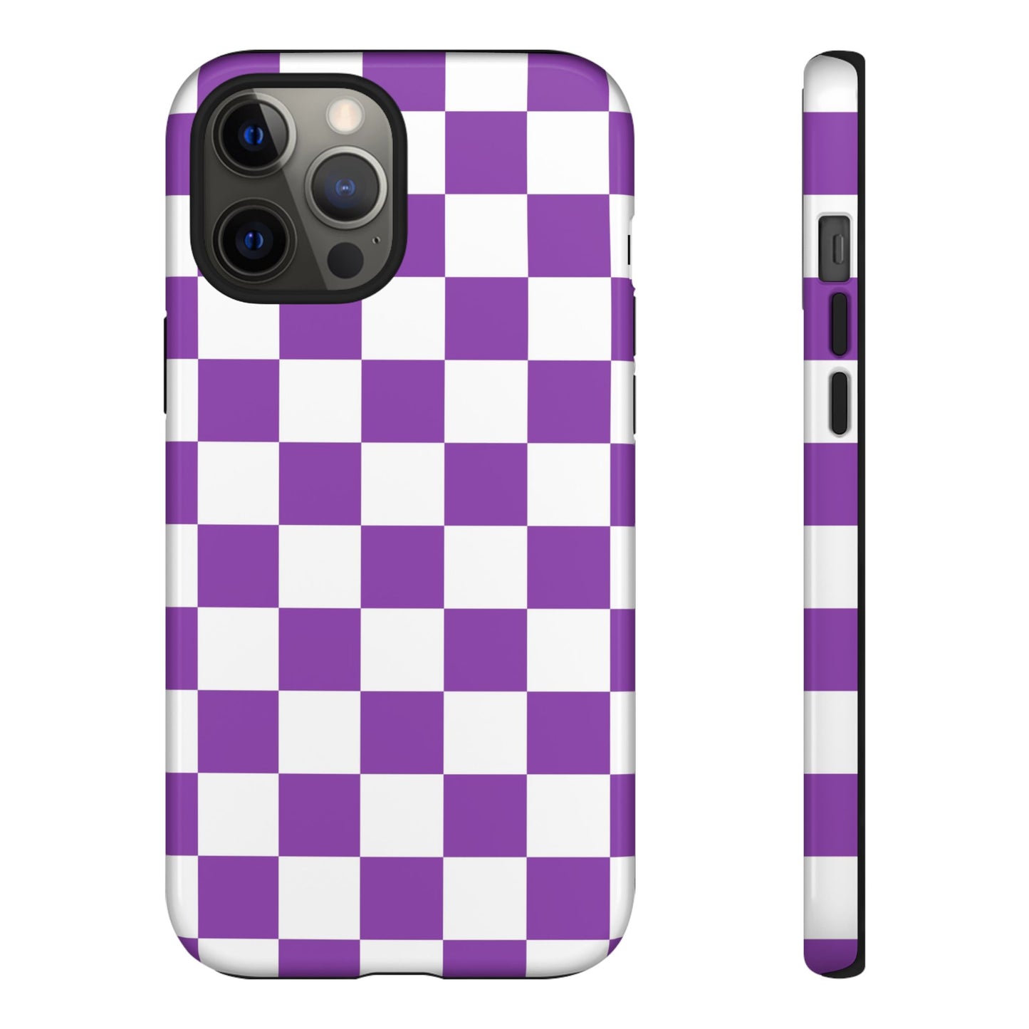 Purple Checkered Phone Case,  iPhone 17 Pro, 17, 16, 15, 14, 13, 12, 11, X, XR, XS MAX, Trendy Gift for Friends, Accessory for Occasions