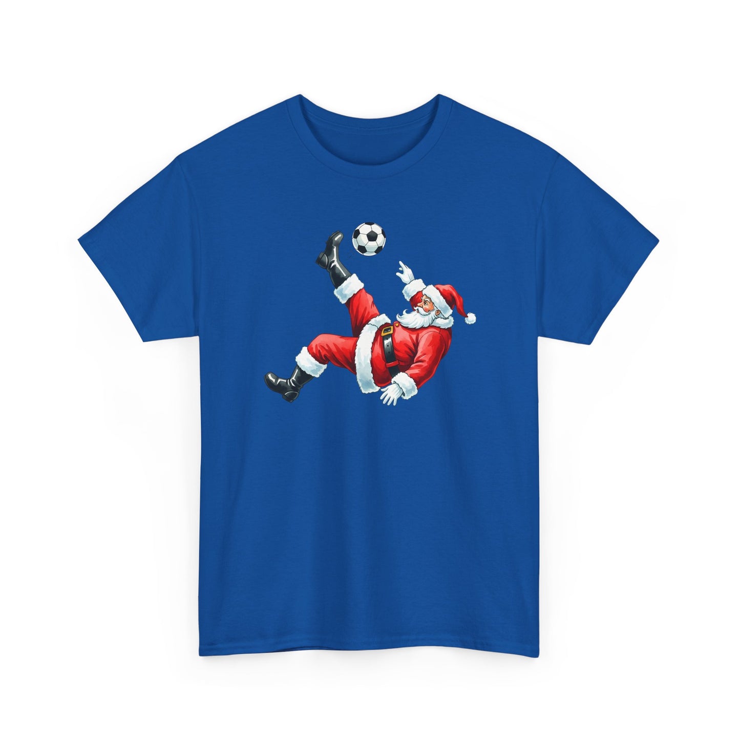 Santa Soccer Heavy Cotton Tee, Fun Holiday Shirt, Christmas Party, Gift for Him/Her, Festive Clothing, Casual Wear, Gift for her