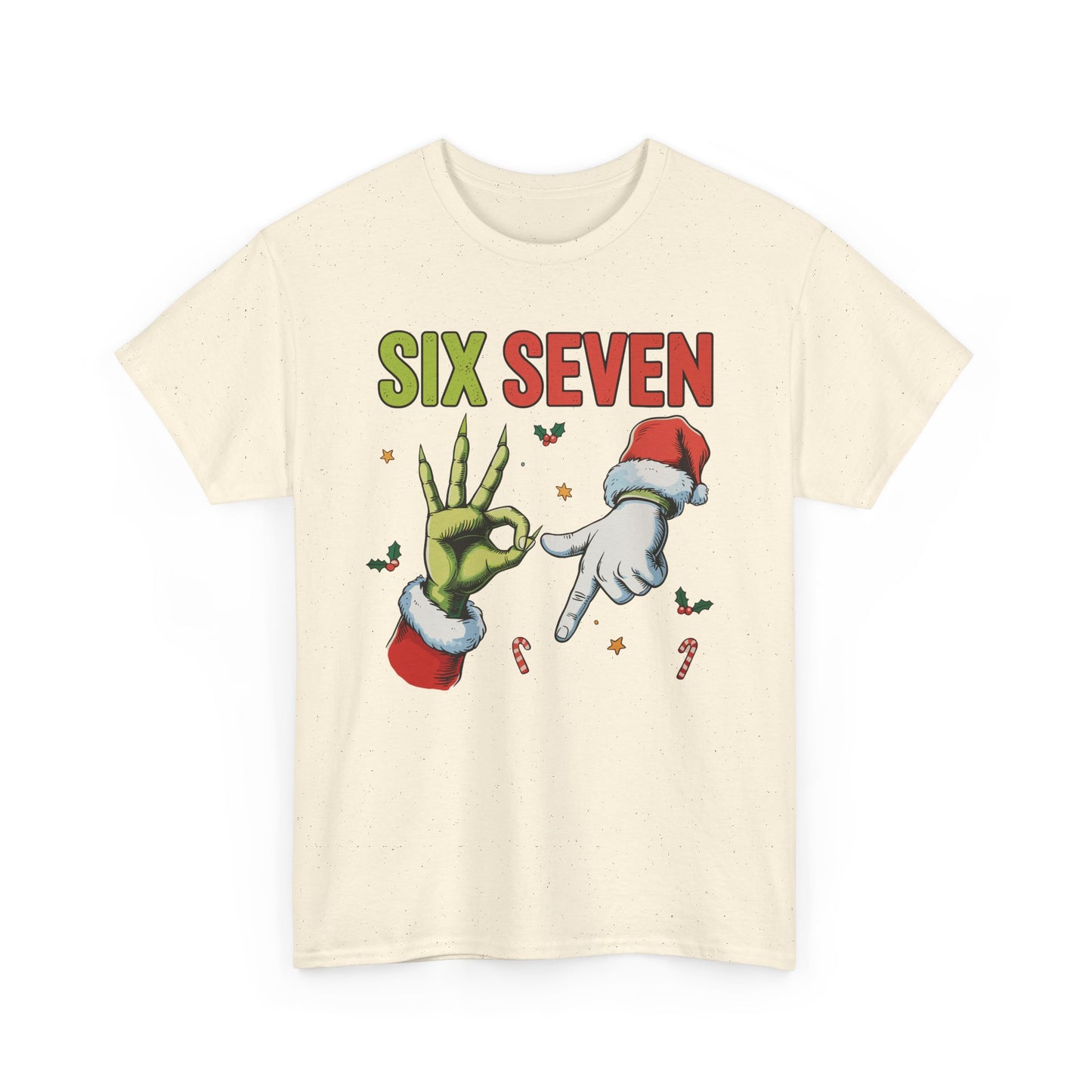 Funny "Six Seven" Christmas Shirt  Grinch Hand & Santa Hand Graphic Tee | Holiday Humor T-Shirt | Unisex Christmas Gift for Men Women