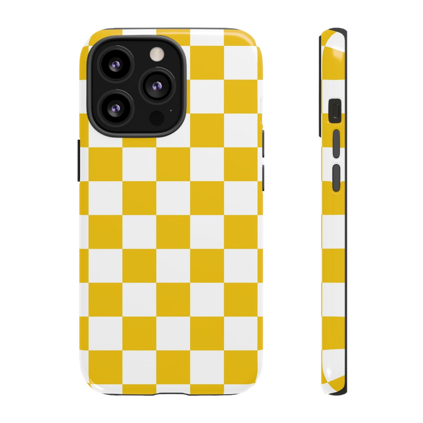 Yellow Checkered Phone Case - iPhone 17 Pro, 17, 16, 15, 14, 13, 12, 11, X, XR, XS MAX, Gift for Friends