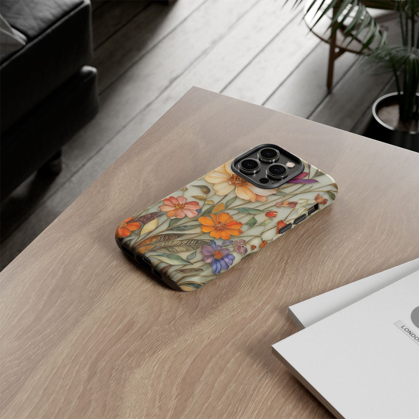 Phone case For iPhone & Samsung, Wildflower Mosaic MagSafe iPhone Case: Botanical Floral Design iPhone