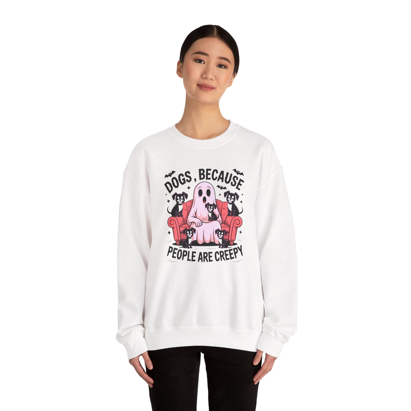 Cozy Halloween Sweatshirt, Funny Ghost And Dog Design, Crewneck, Perfect for Dog Lovers, Fall Fashion, Holiday Gift