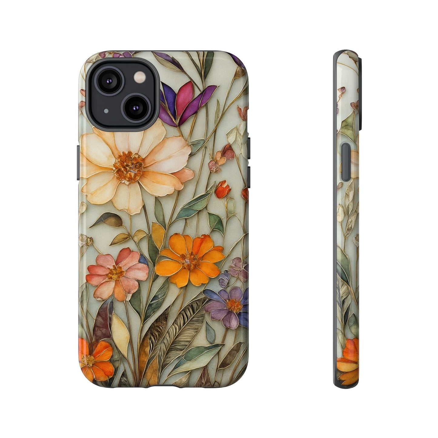 Phone case For iPhone & Samsung, Wildflower Mosaic MagSafe iPhone Case: Botanical Floral Design iPhone