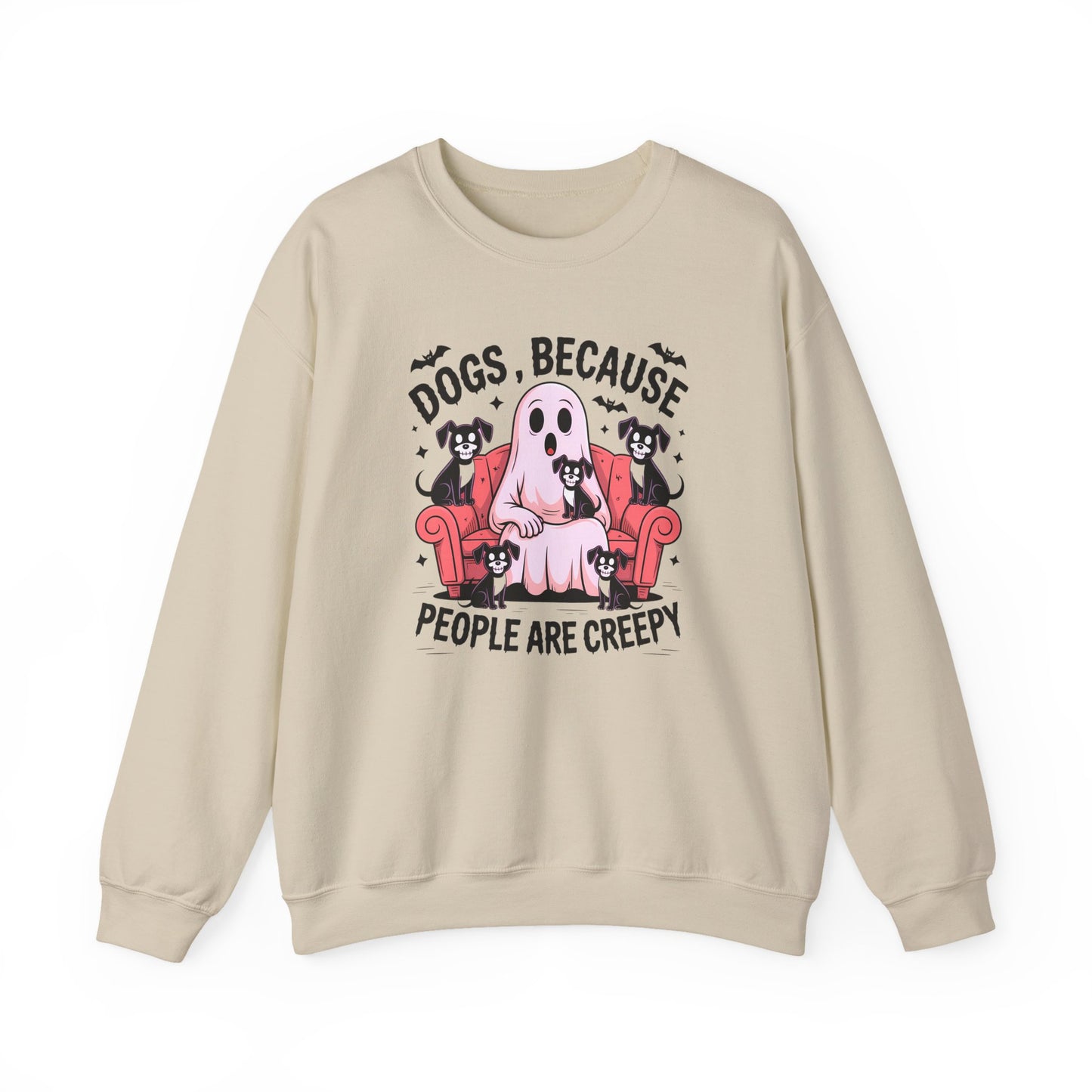 Cozy Halloween Sweatshirt, Funny Ghost And Dog Design, Crewneck, Perfect for Dog Lovers, Fall Fashion, Holiday Gift