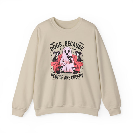 Cozy Halloween Sweatshirt, Funny Ghost And Dog Design, Crewneck, Perfect for Dog Lovers, Fall Fashion, Holiday Gift