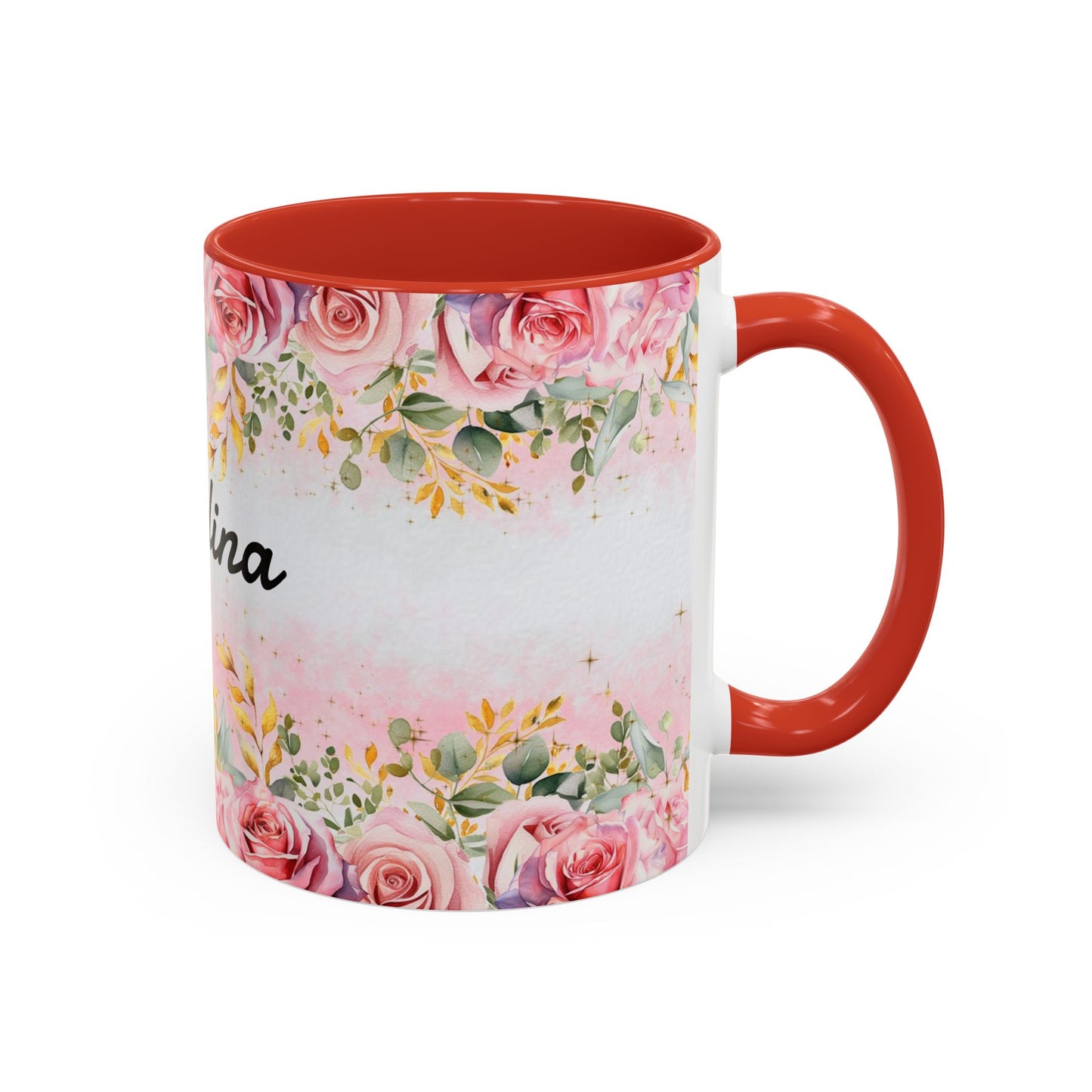 Personalized Floral Accent Coffee Mug, Custom Gift for Her, Birthday Mug, Floral Drinkware, Mother's Day Gift