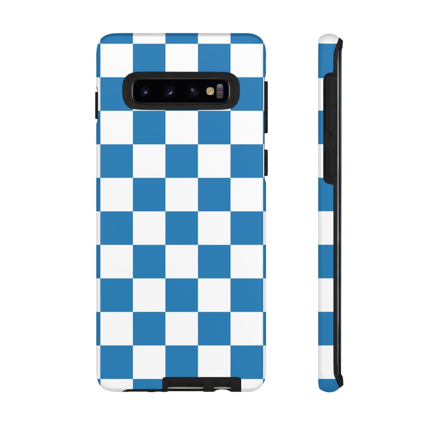 Blue Checkerboard Phone Case, Samsung Galaxy S25, S25 Plus, S24, S24 Plus, S24 Ultra, S23, S22, S22 Plus, S21 Ultra, S21 FE, S20+