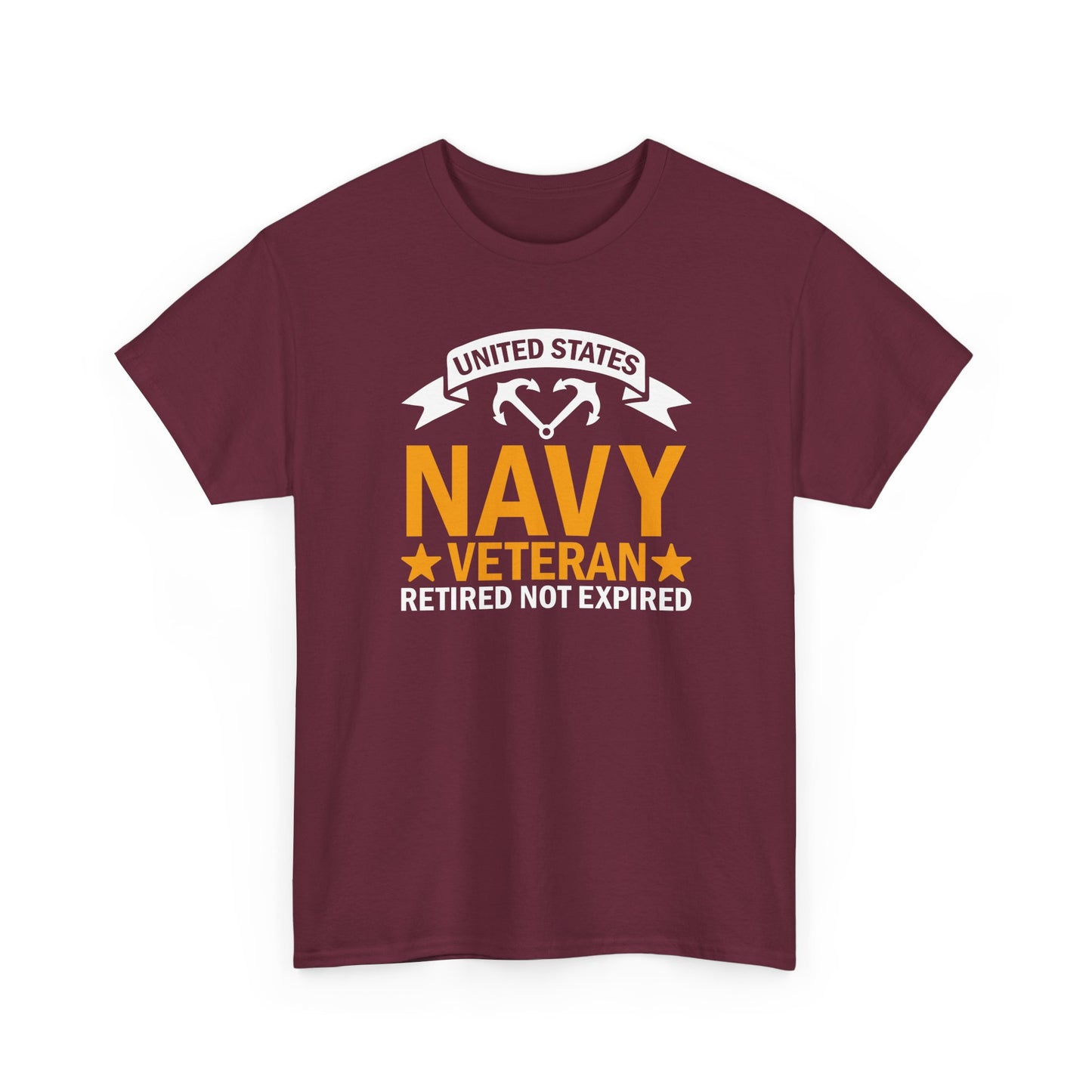 Navy Veteran Heavy Cotton T-Shirt, Gifts for Veterans, Memorial Day, Patriotic Apparel, Retired Not Expired, Gift for dad