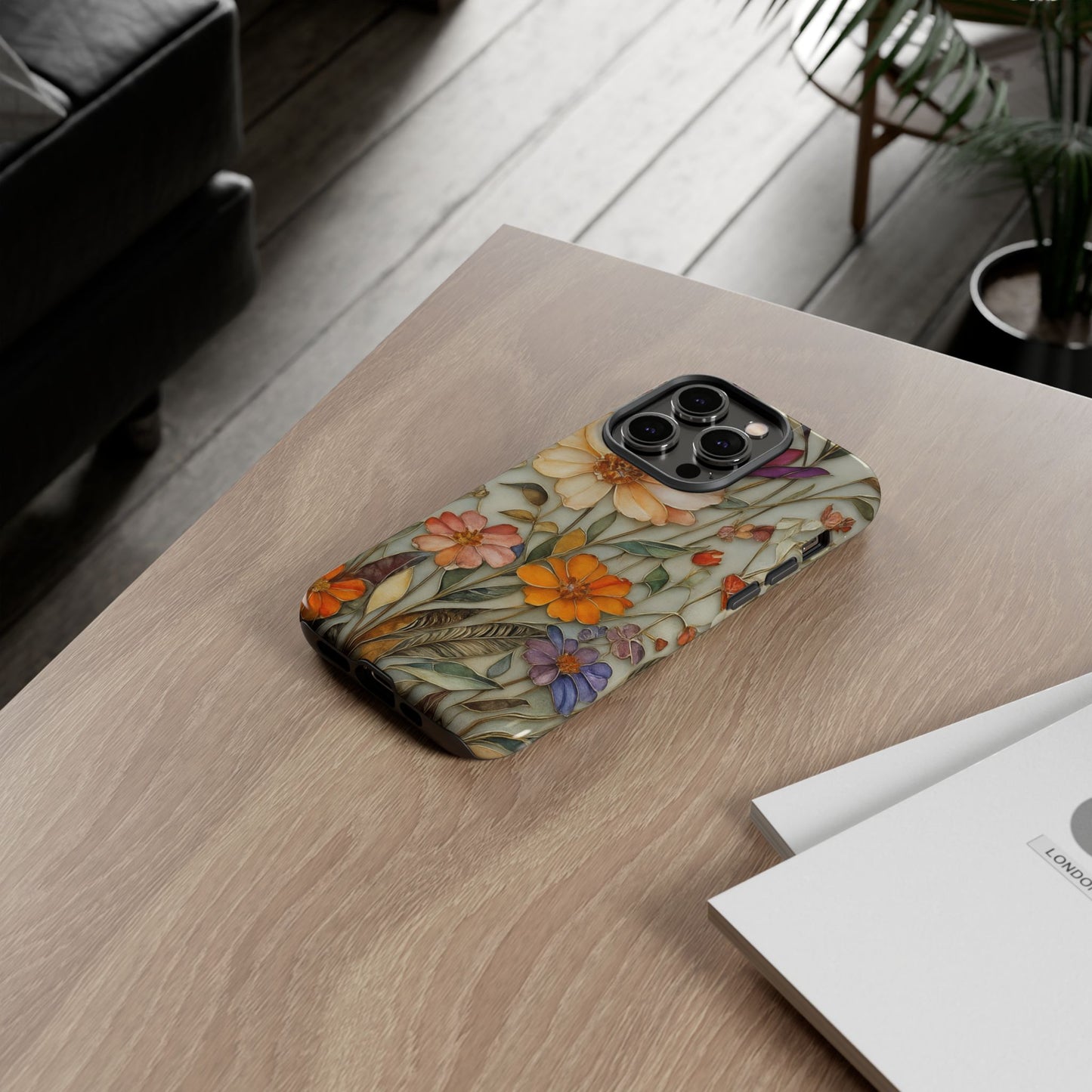 Phone case For iPhone & Samsung, Wildflower Mosaic MagSafe iPhone Case: Botanical Floral Design iPhone