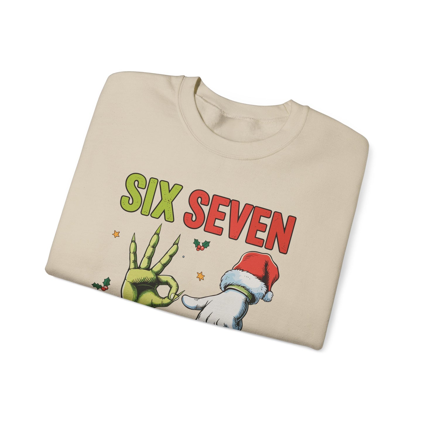 Funny Six Seven Christmas Sweatshirt | Santa Hands Holiday Crewneck | Cozy Pink Christmas Sweater for Men Women | Festive Holiday Gift