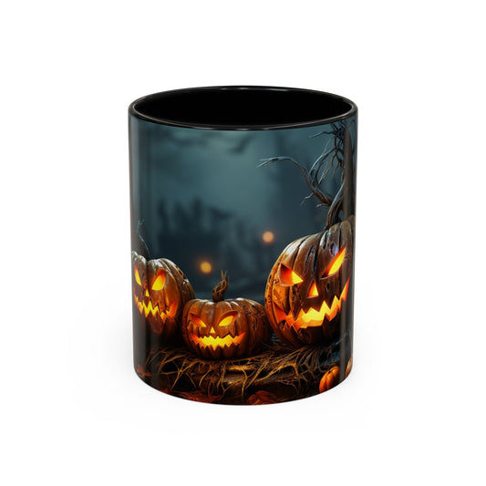 Halloween Pumpkin Accent Coffee Mug, Spooky Decor for Fall, Perfect Gift for Halloween Lovers, Seasonal Drinkware, Gift for Halloween Day