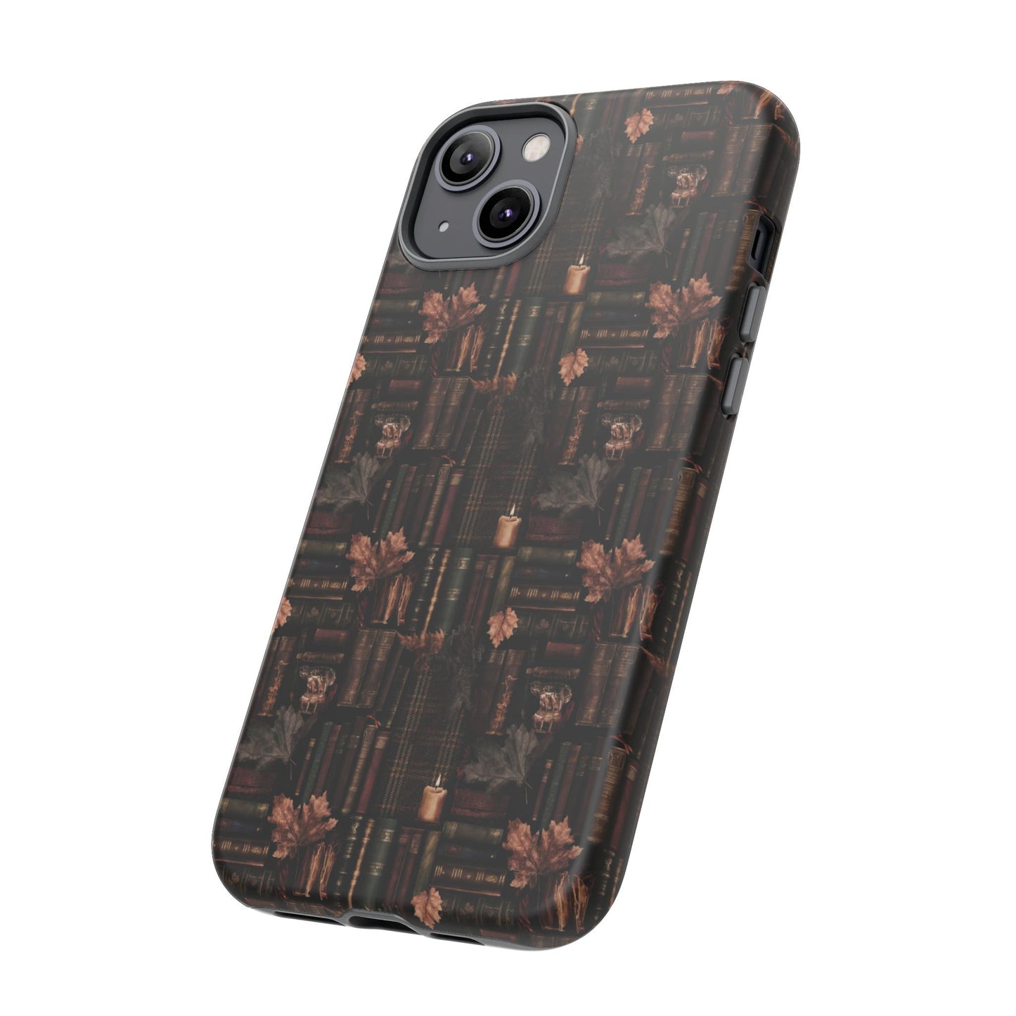 Gothic Phone Case Dark Academia Literary iPhone Samsung Cover with Books & Flowers, Phone case