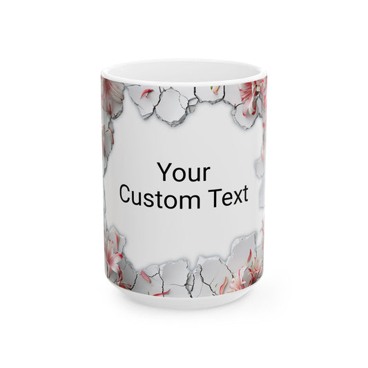 Personalized Floral Custom Text Ceramic Mug, Perfect Gift for Home, Personalized Coffee Cup, Unique Kitchen Decor, Birthday, Mother's Day