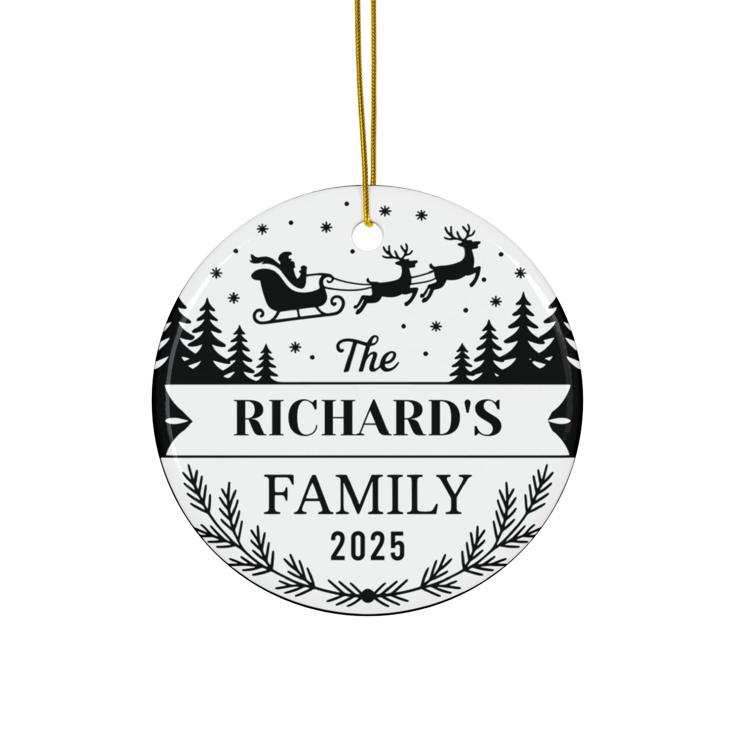 Personalized Decorative Ceramic Ornaments, Family Ornaments for Christmas, Holiday Decor, Unique Gift Ideas, Double-Sided Design