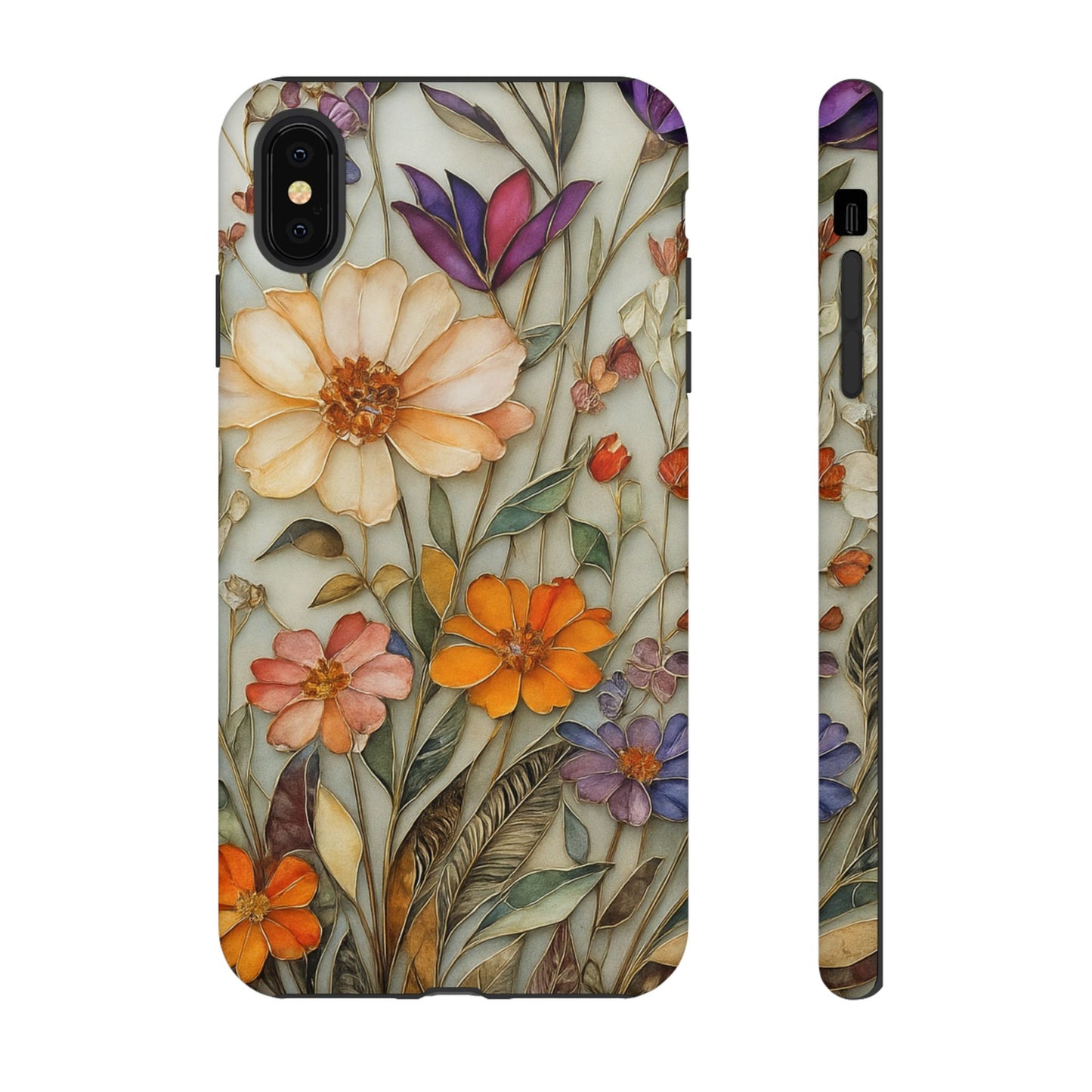 Phone case For iPhone & Samsung, Wildflower Mosaic MagSafe iPhone Case: Botanical Floral Design iPhone