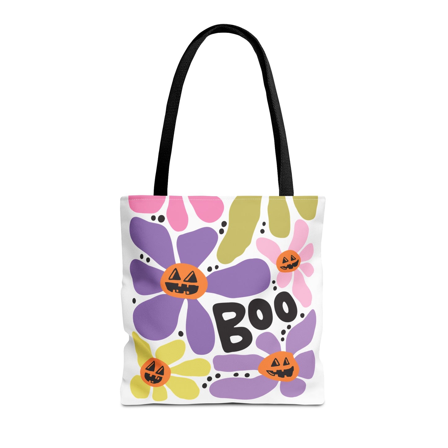 Halloween Floral Tote Bag, Eco-Friendly Shopping Tote, Seasonal Gift Bag, Trick or Treat Tote, Fall Decor Carryall