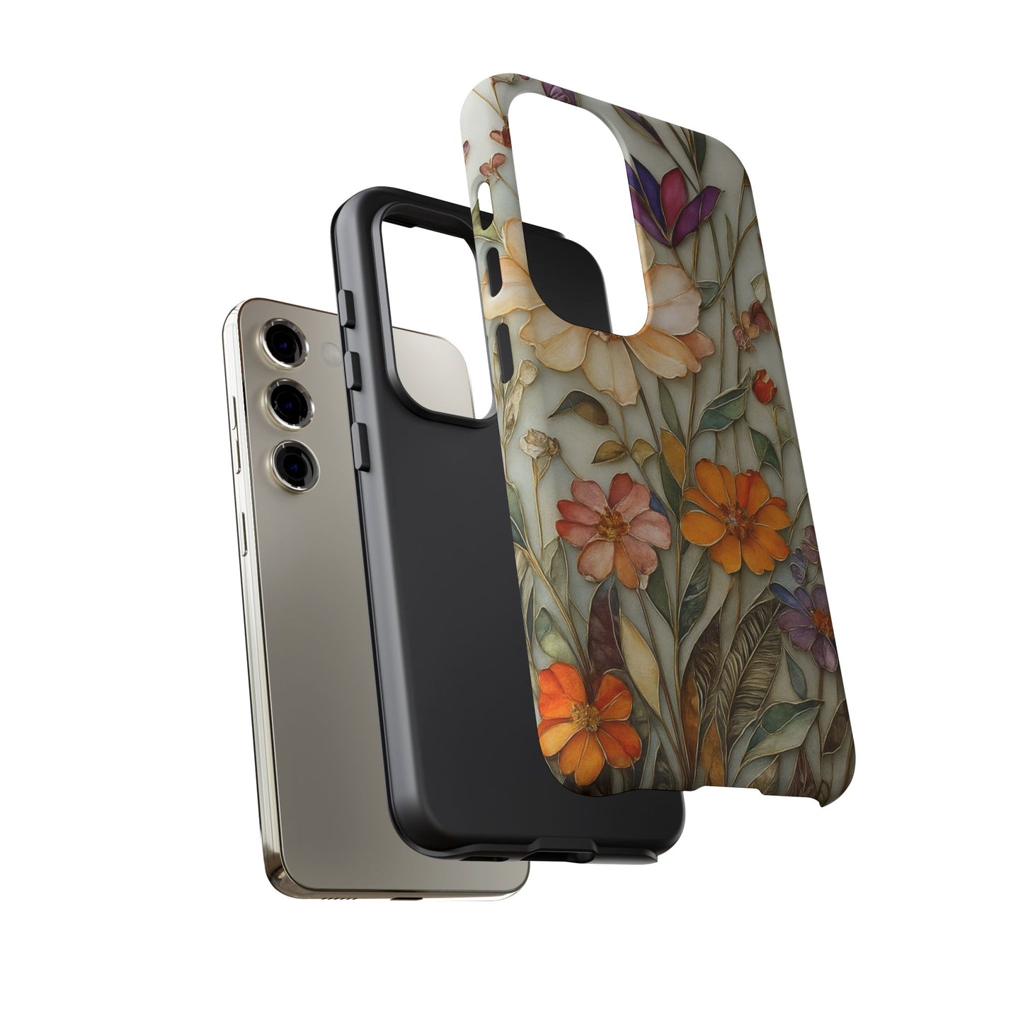 Phone case For iPhone & Samsung, Wildflower Mosaic MagSafe iPhone Case: Botanical Floral Design iPhone