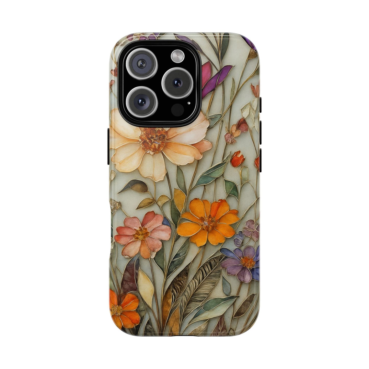 Phone case For iPhone & Samsung, Wildflower Mosaic MagSafe iPhone Case: Botanical Floral Design iPhone