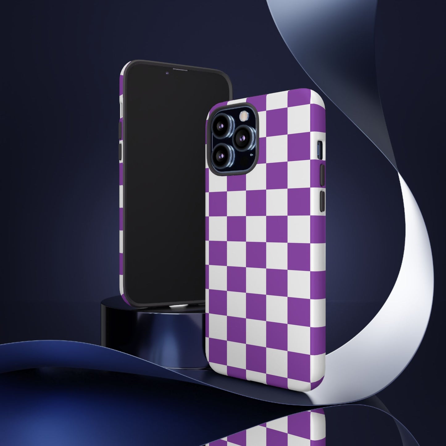 Purple Checkered Phone Case,  iPhone 17 Pro, 17, 16, 15, 14, 13, 12, 11, X, XR, XS MAX, Trendy Gift for Friends, Accessory for Occasions
