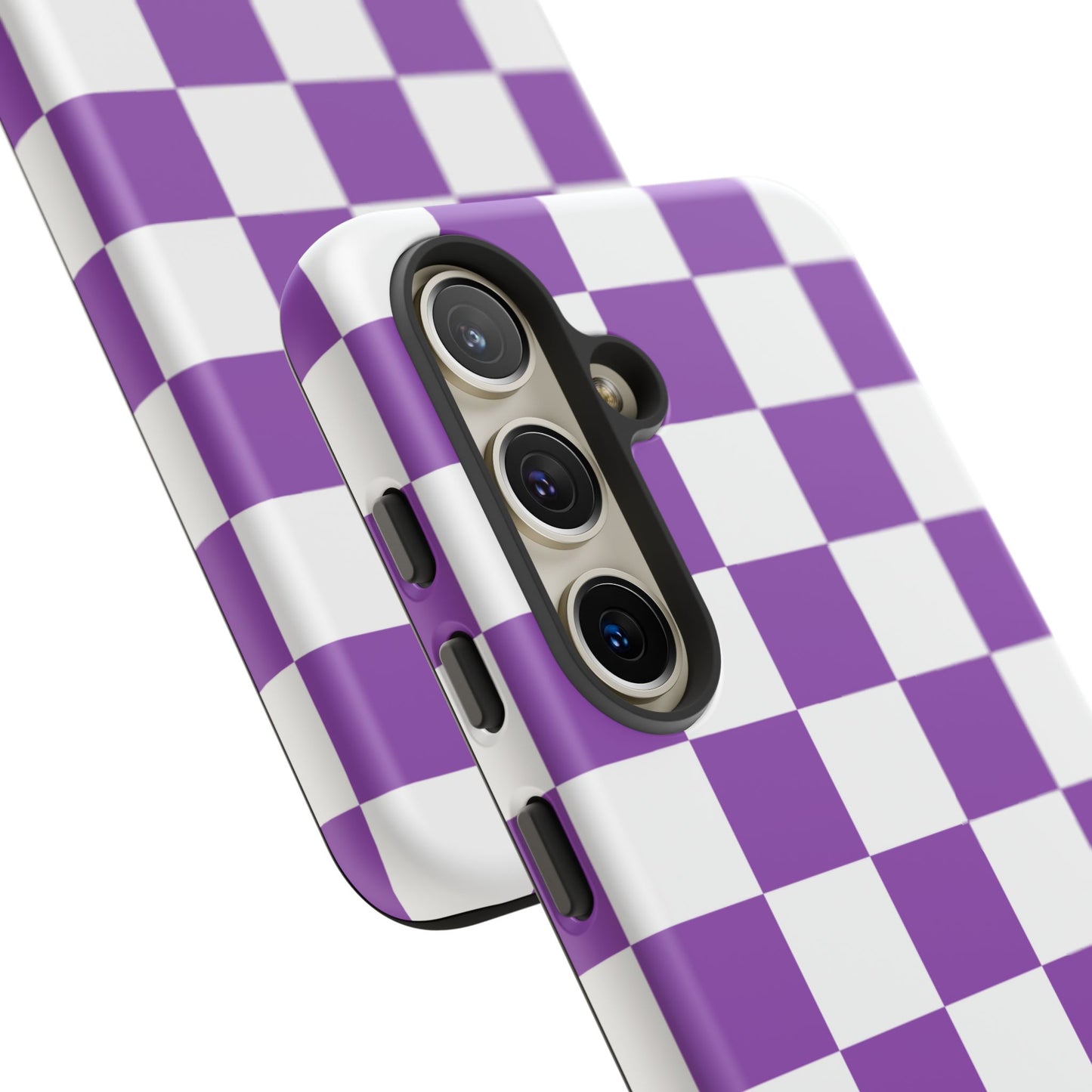 Purple Checkered Phone Case, Samsung Galaxy S25, S25 Plus, S24, S24 Plus, S24 Ultra, S23, S22, S22 Plus, S21 Ultra, S21 FE, S20+