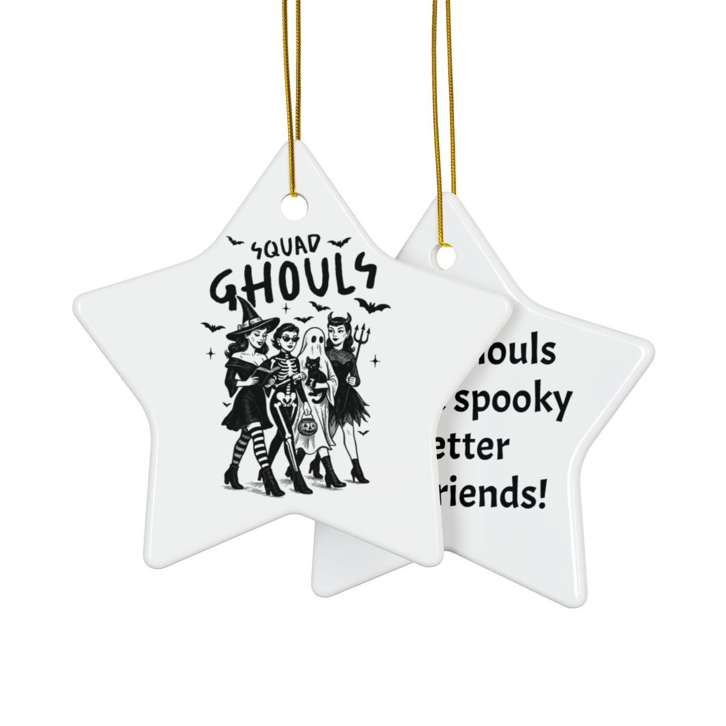 Personalized Squad Ghouls Halloween Ornaments, Double Sided Ceramic Ornament, Fall Decor, Halloween Gifts, Party Favors