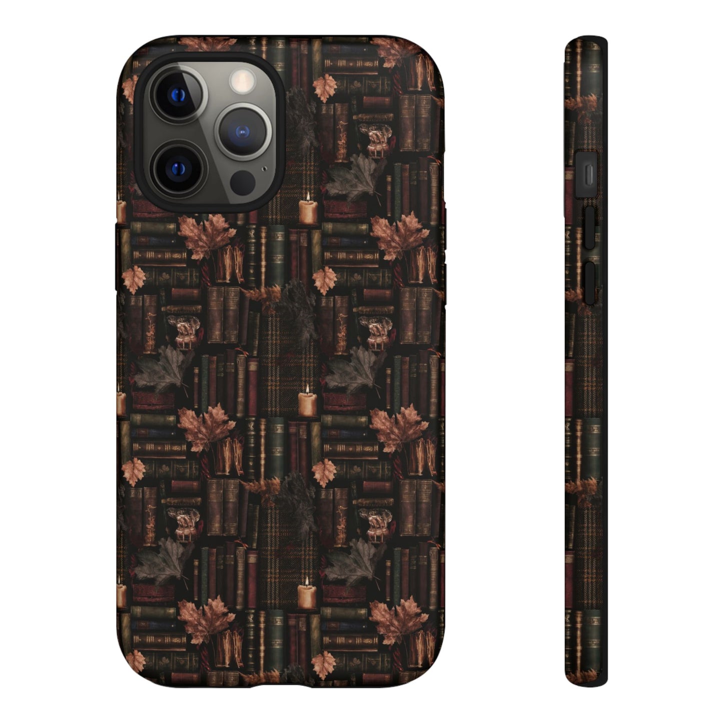 Gothic Phone Case Dark Academia Literary iPhone Samsung Cover with Books & Flowers, Phone case
