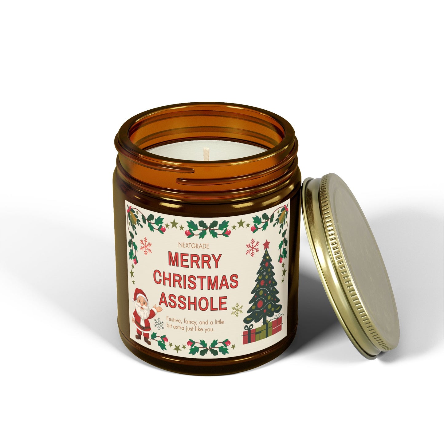 Merry Christmas Asshole Candle Funny Holiday Gift for Friends, Coworkers, or Siblings | Hilarious Christmas Candle | Hand-Poured Soy Wax