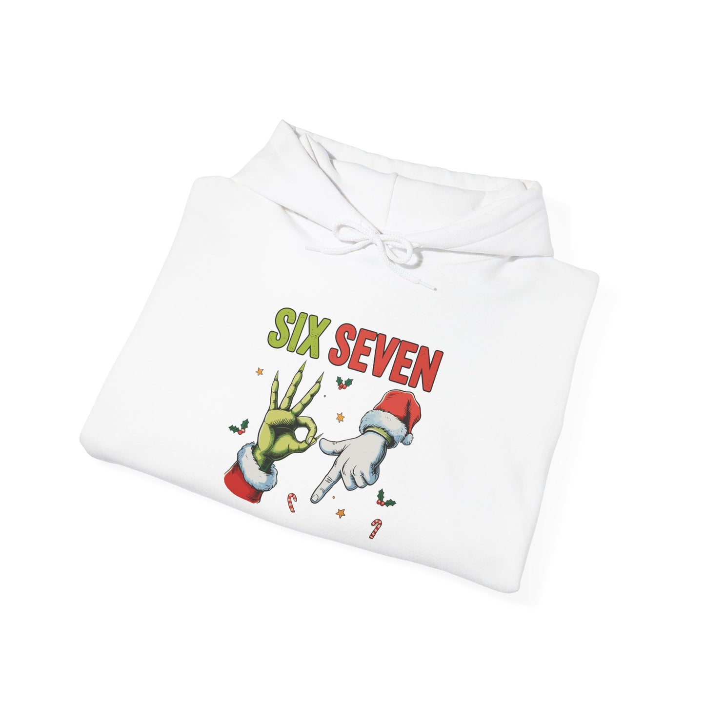 Funny Six Seven Christmas Hoodie | Santa Hands Holiday Pullover | Unisex Cozy Christmas Sweatshirt | Funny Holiday Gift for Men Women