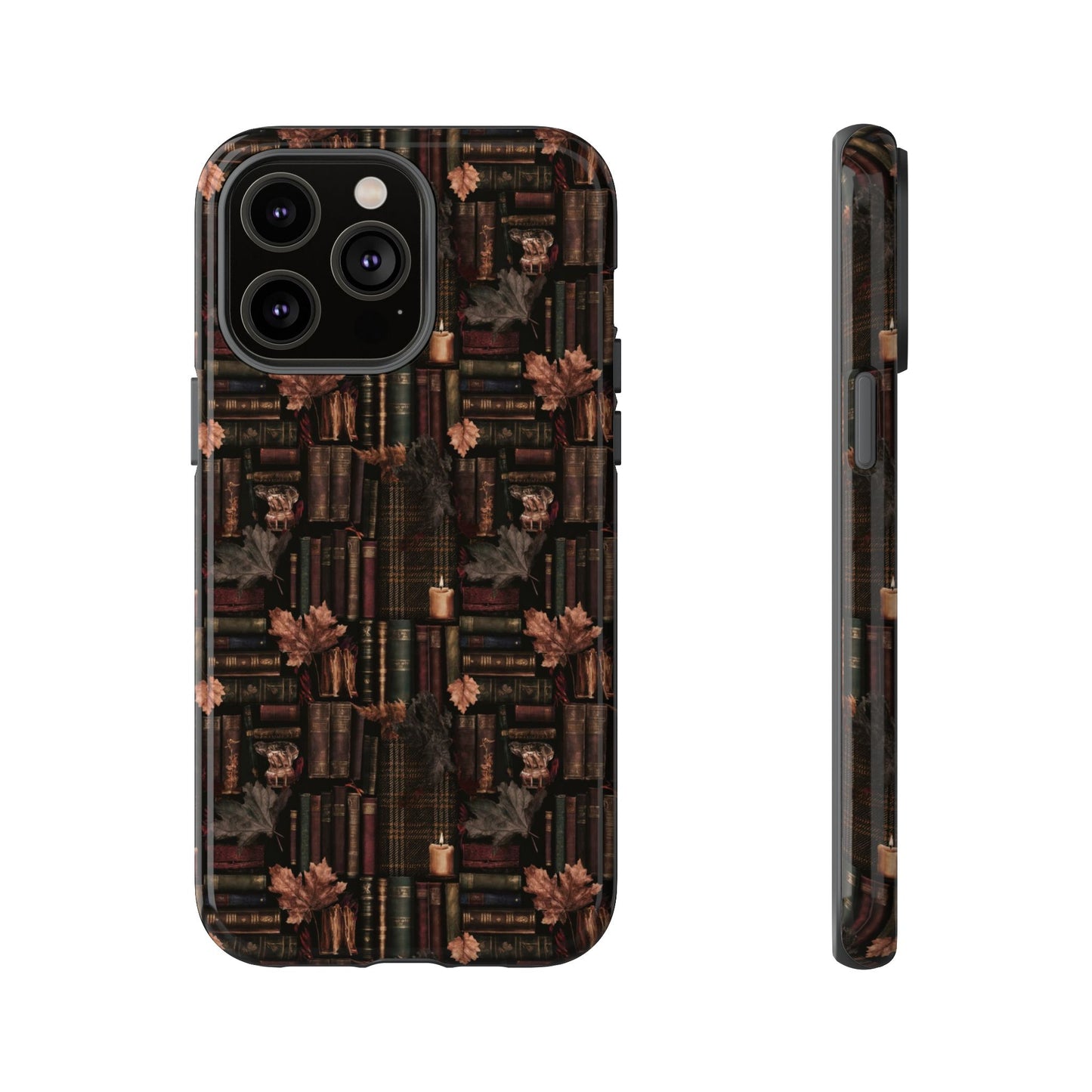 Gothic Phone Case Dark Academia Literary iPhone Samsung Cover with Books & Flowers, Phone case