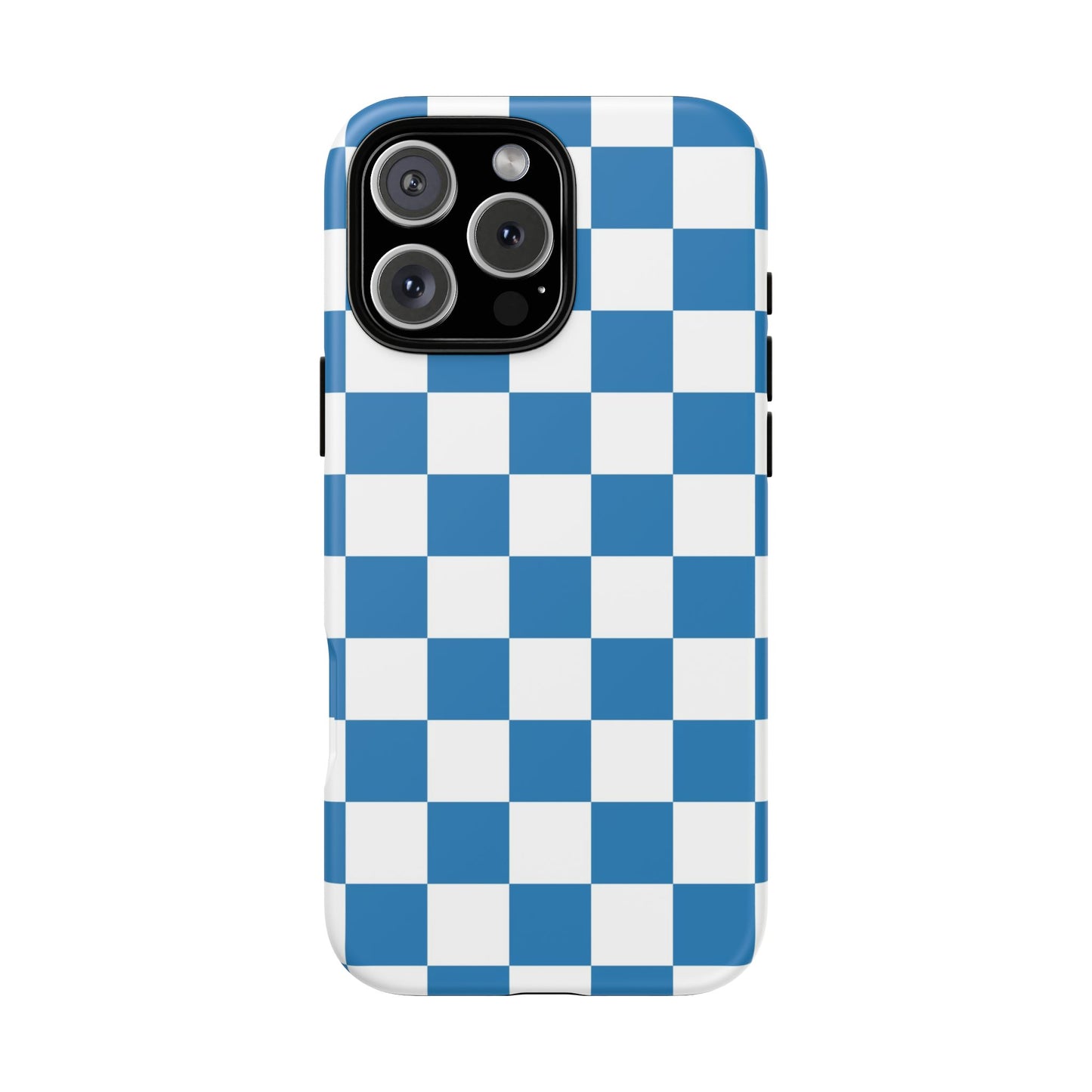 Checkered Phone Case, iPhone 17 Pro, 17, 16, 15, 14, 13, 12, 11, X, XR, XS MAX, Smartphone Cover, Blue and White Mobile Protector