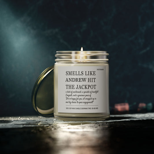 Personalized Scented Candle, Custom Candle Hit the Jackpot - Engaged Couple's Bridal Shower - Funny Unique Bride to Be