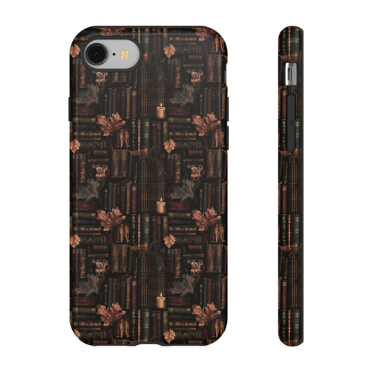 Gothic Phone Case Dark Academia Literary iPhone Samsung Cover with Books & Flowers, Phone case