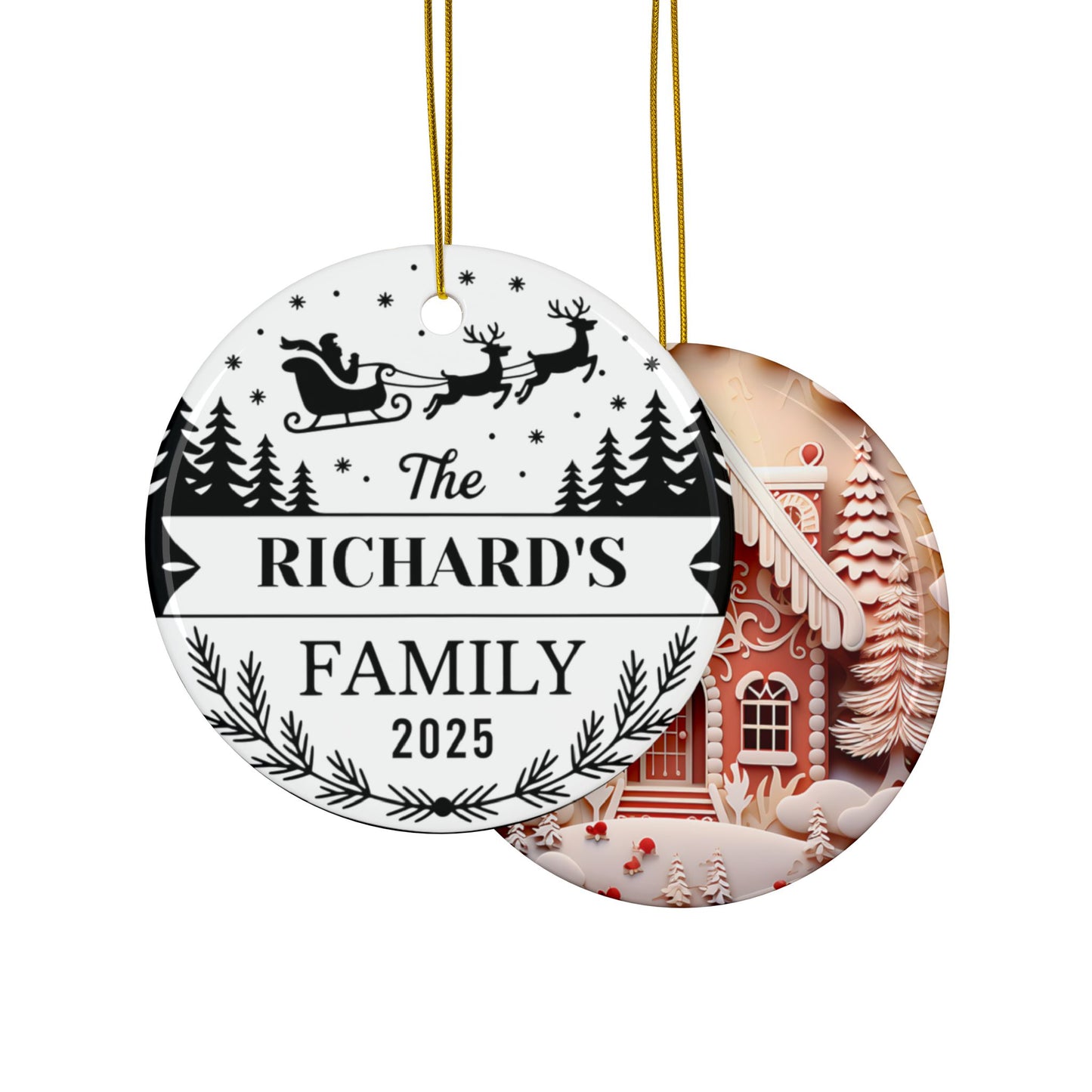 Personalized Decorative Ceramic Ornaments, Family Ornaments for Christmas, Holiday Decor, Unique Gift Ideas, Double-Sided Design
