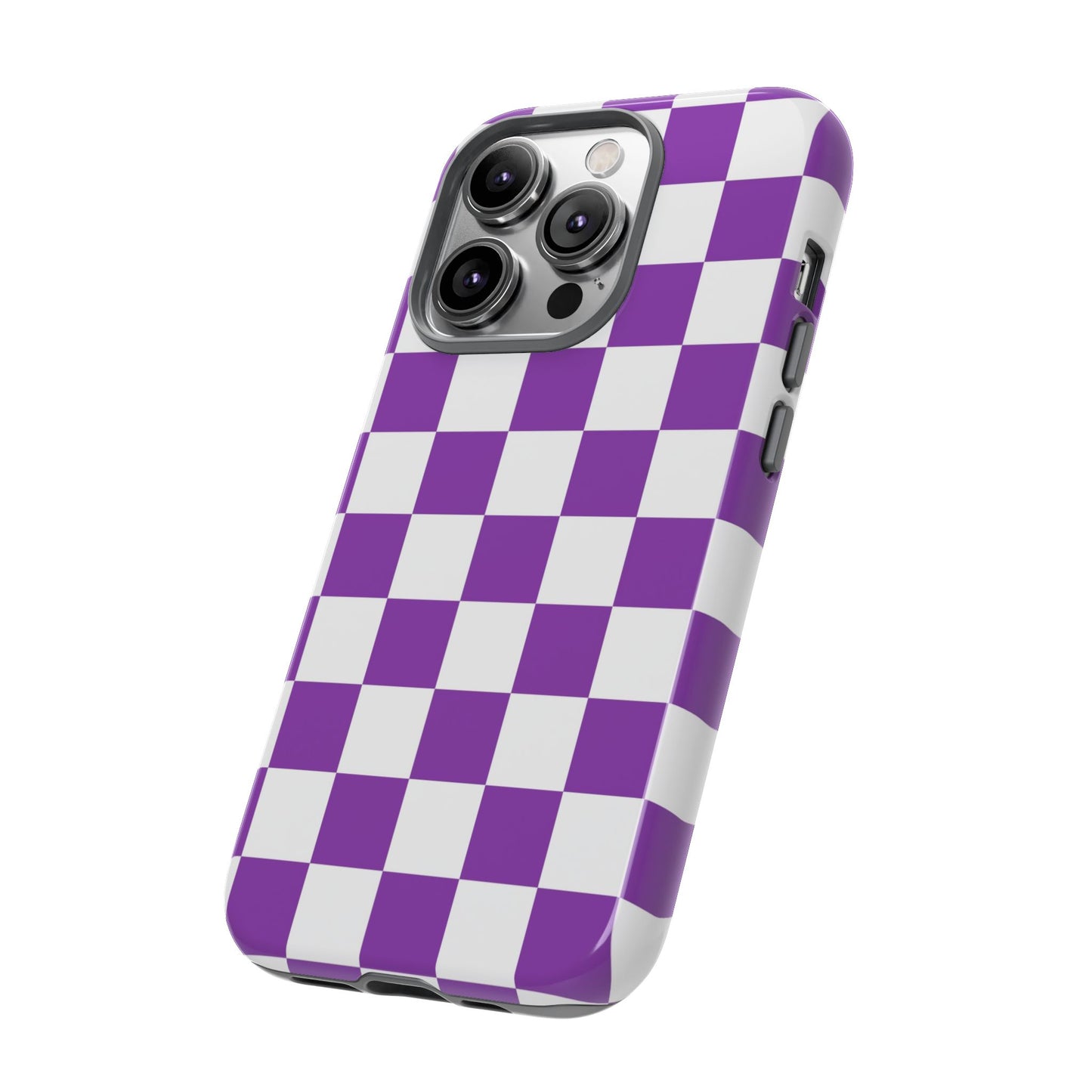 Purple Checkered Phone Case,  iPhone 17 Pro, 17, 16, 15, 14, 13, 12, 11, X, XR, XS MAX, Trendy Gift for Friends, Accessory for Occasions