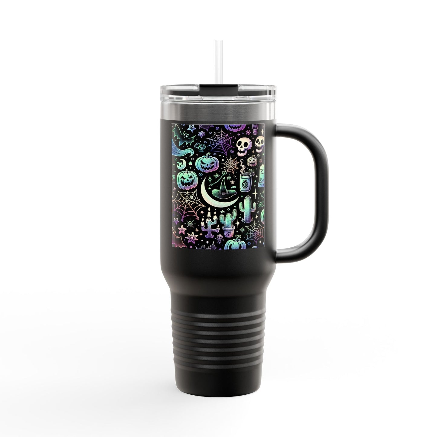 Halloween Mug, 40oz Halloween Spooky Engraved Tumbler | Ghost Ghouls Bats Tumbler | Engraved Bat Skeleton Tumbler | Ghost Ghouls Tumbler