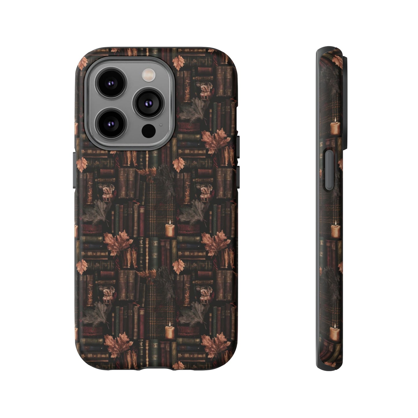 Gothic Phone Case Dark Academia Literary iPhone Samsung Cover with Books & Flowers, Phone case