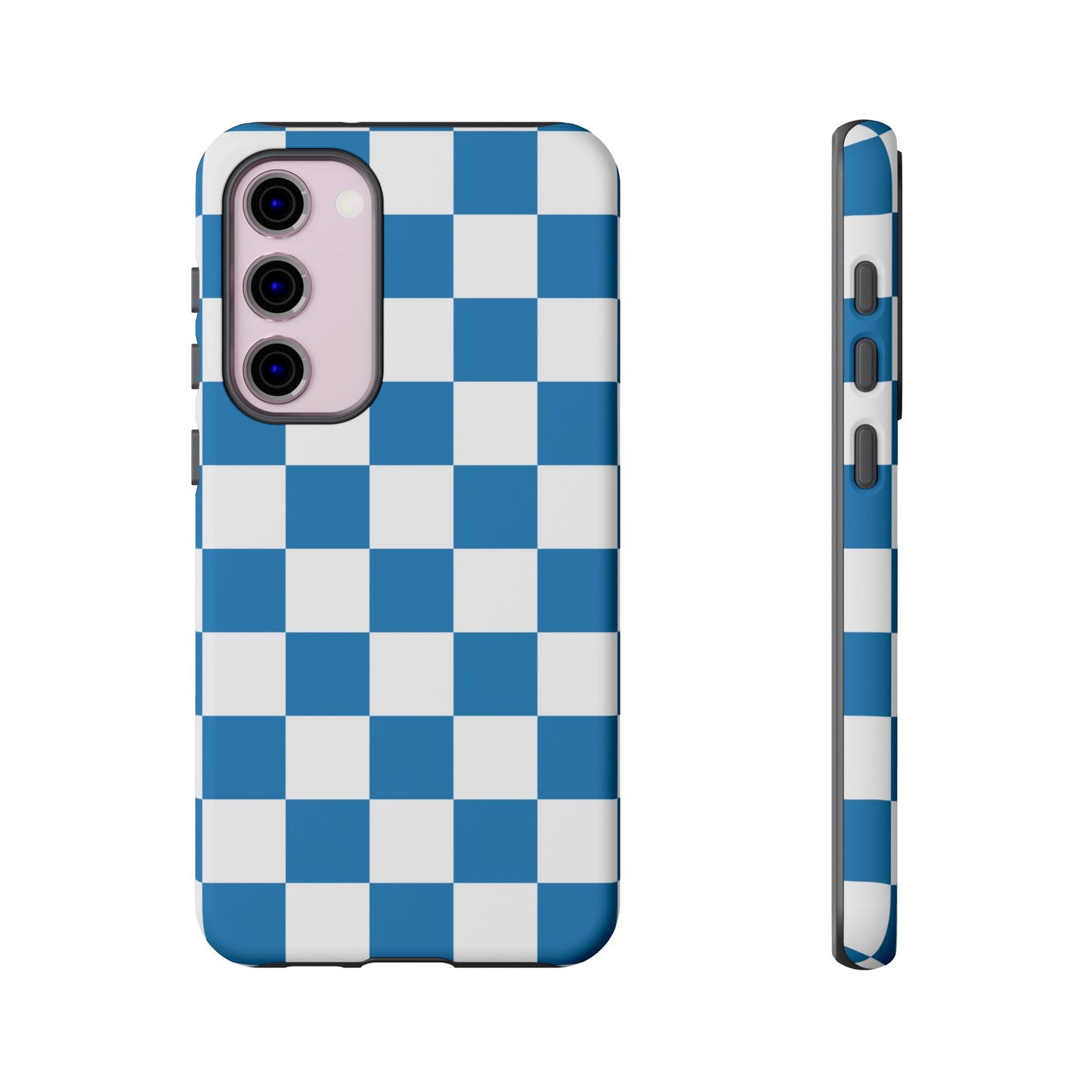 Blue Checkerboard Phone Case, Samsung Galaxy S25, S25 Plus, S24, S24 Plus, S24 Ultra, S23, S22, S22 Plus, S21 Ultra, S21 FE, S20+