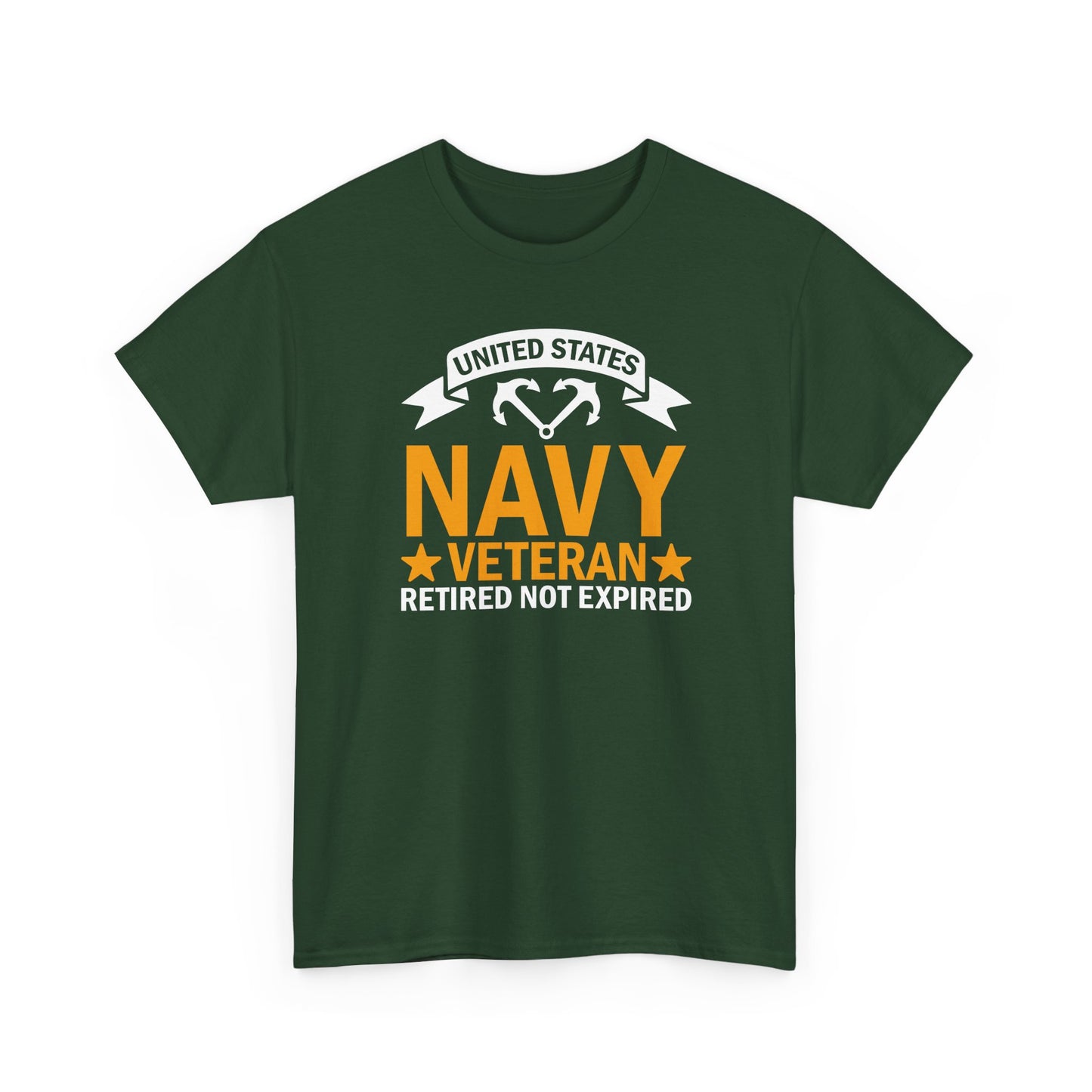 Navy Veteran Heavy Cotton T-Shirt, Gifts for Veterans, Memorial Day, Patriotic Apparel, Retired Not Expired, Gift for dad