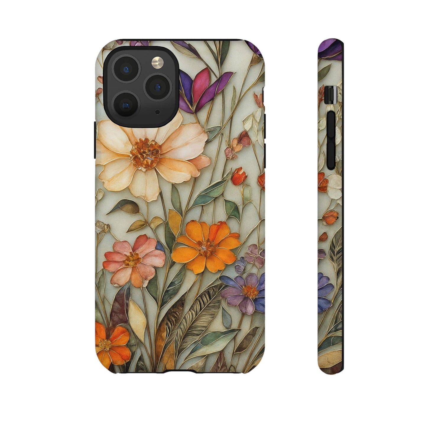 Phone case For iPhone & Samsung, Wildflower Mosaic MagSafe iPhone Case: Botanical Floral Design iPhone