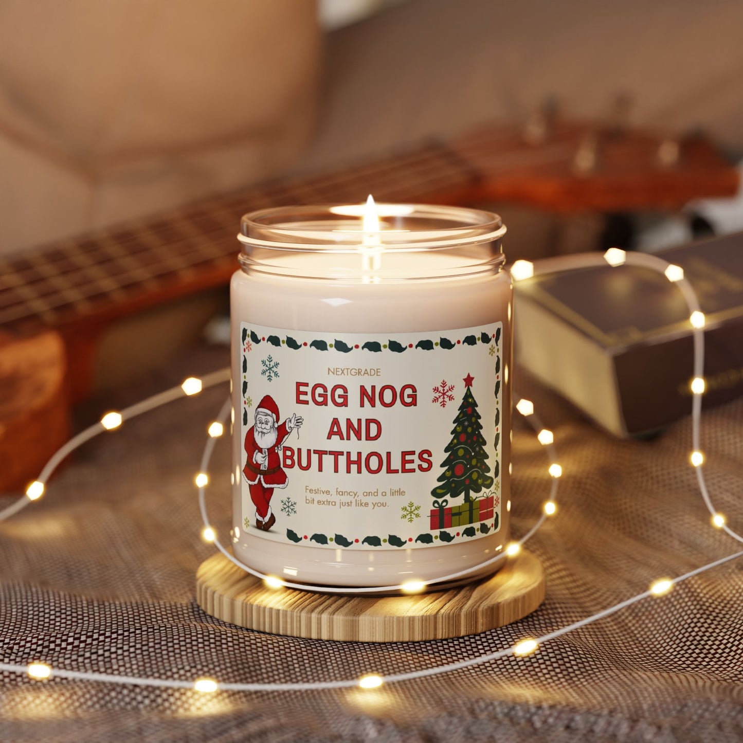 Egg Nog and Buttholes Candle Funny Christmas Candle Gift for Friends, Family Coworkers | Clean Burn, Long-Lasting, Hilarious Holiday Gift