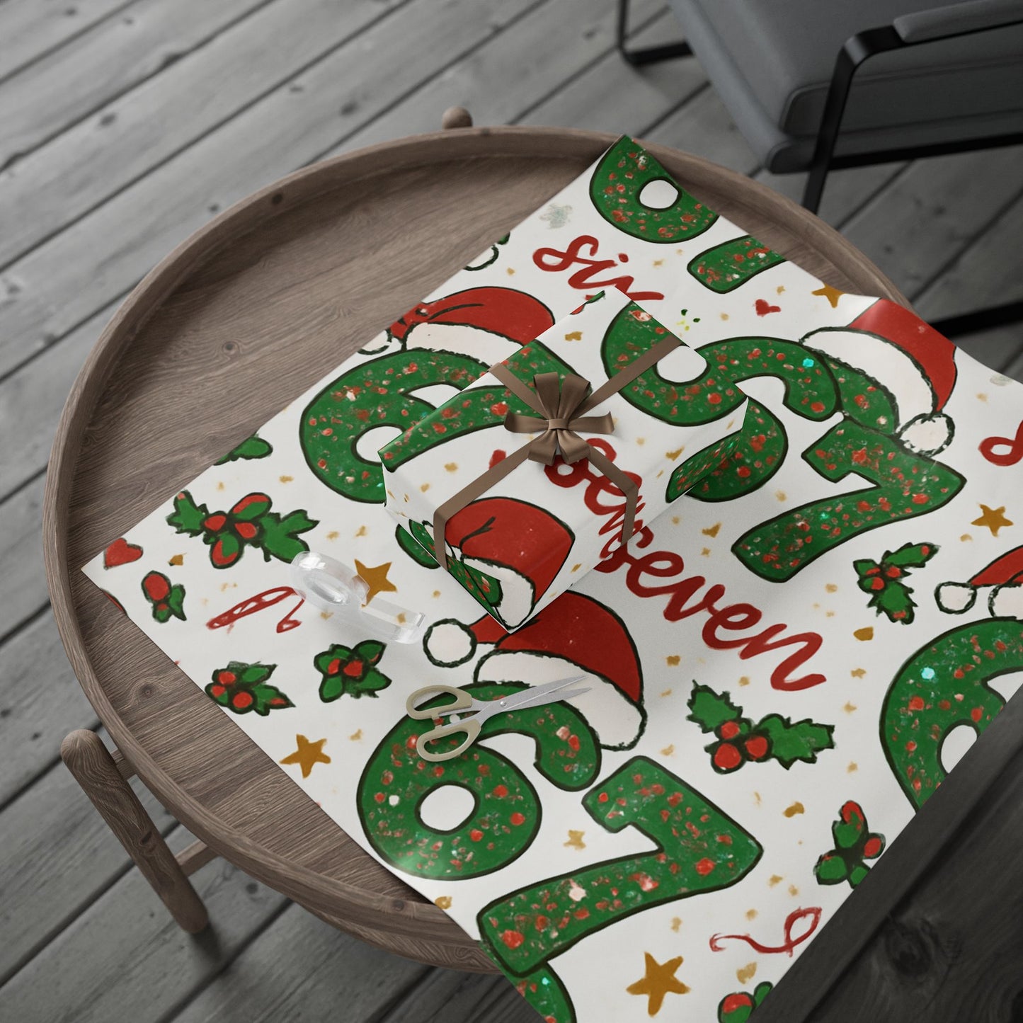 Six Seven Christmas Wrapping Paper, 67 Meme Christmas Gift Wrap, Kids Funny Wrapping Paper, Unique Gift Wrap, Holiday Gift, Gift for Kids