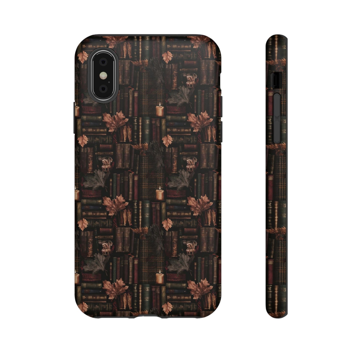 Gothic Phone Case Dark Academia Literary iPhone Samsung Cover with Books & Flowers, Phone case