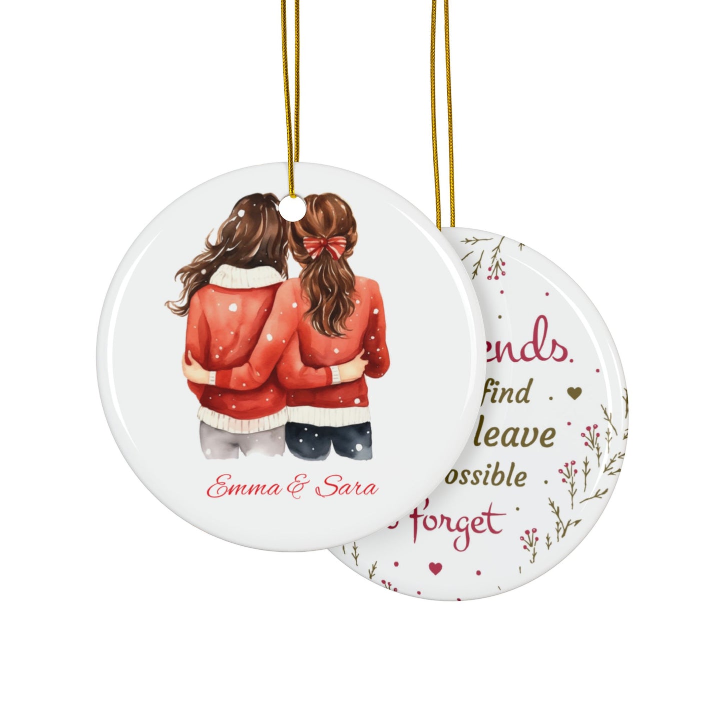 Good Friends Heart Ornament, Personalized Christmas Tree Decoration for Best Friends, Sisters, Coworkers, Custom Gift Keepsake for Holidays