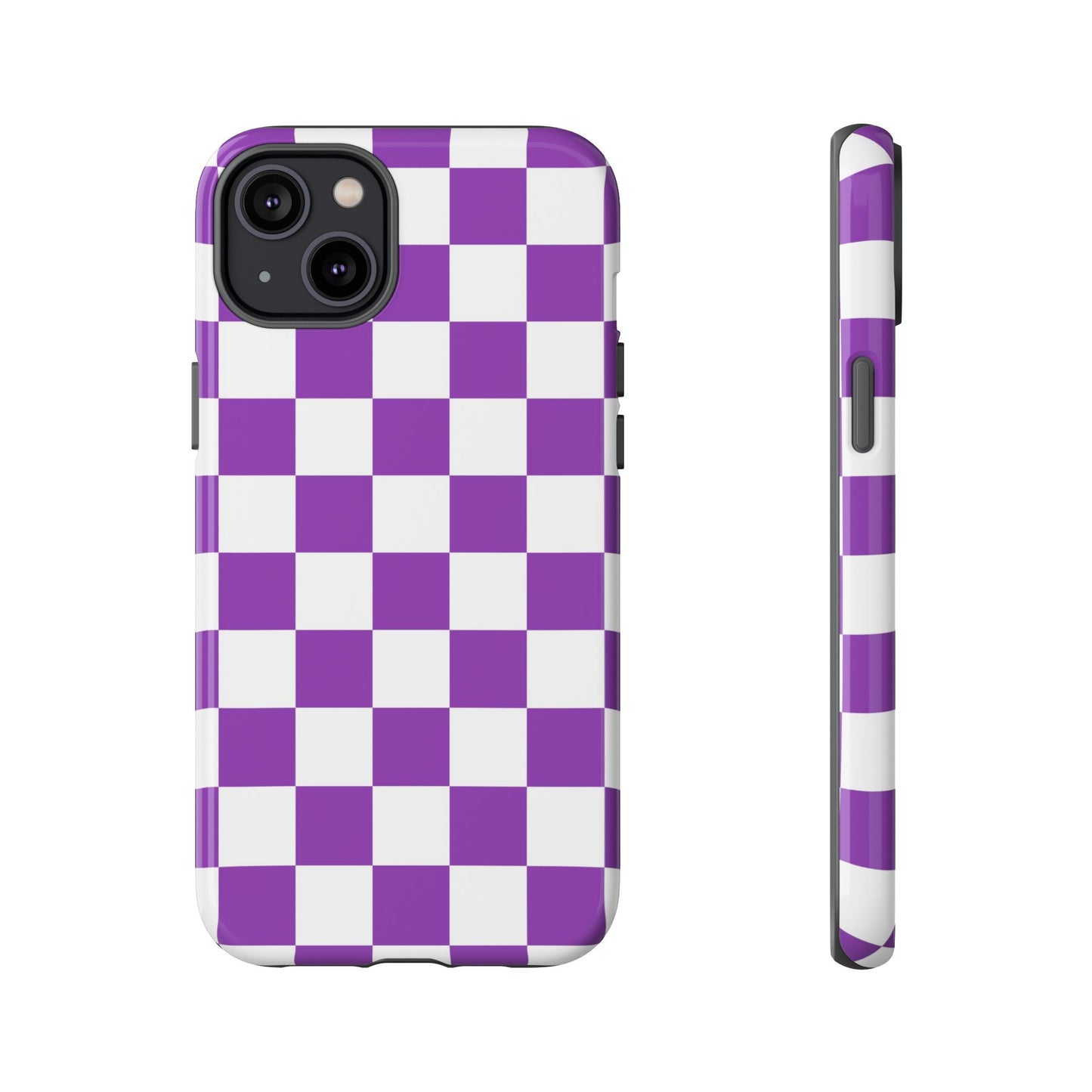 Purple Checkered Phone Case,  iPhone 17 Pro, 17, 16, 15, 14, 13, 12, 11, X, XR, XS MAX, Trendy Gift for Friends, Accessory for Occasions
